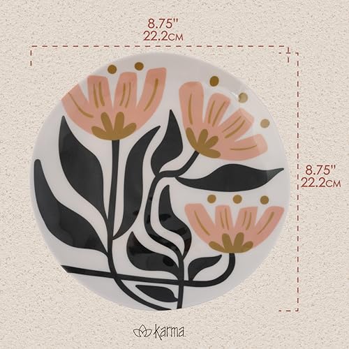 Karma, 8.75 inches Melamine Salad Plates Set of 4, Reusable Dishwasher Safe Plates for Outdoor and Indoor, Mod Floral - color: Mod Floral