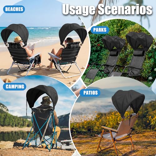 DaisyInner 1 Pcs Beach Chair Umbrella Canopy Extra Large Foldable Chair Sun Shade with Adjustable Clamp for Beach Camping Fishing Lounge Outdoor (Black) - color: Black