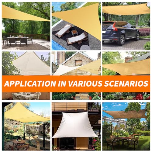 Upgraded with High-Strength Steel Cable Edges 20' x 24' Sun Shade Sail Sand Rectangle, Heavy Duty UV Blockage Outdoor Cover with Steel Wire Edges for Patio Garden - color: Sand, size: 20' x 24' Pro