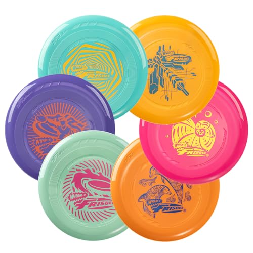 Frisbee Go Flying Disc, 9 Inch Lightweight Sports Disc for Beginners Outdoor Beach Backyard Lawn Park Camping Family Activity Game - 70g - color: V-6PACK