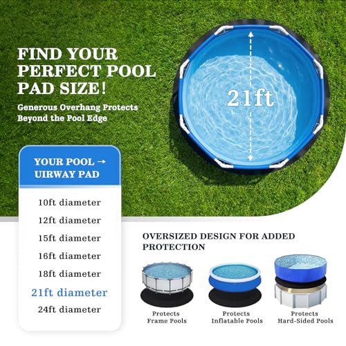UIRWAY 21FT Round Pool Liner Pad for Above Ground Pools, [2026 New Pool Pad 300G/M² Thicker] Puncture Proof Heavy Duty Pool Ground Mat Under Pool Pad, Pools Bottom Liner Protector, Extend Liner Life - size: Round-21ft