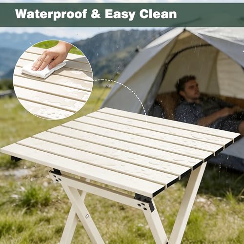 SUNNYFEEL Folding Camping Table - Lightweight Aluminum Portable Picnic Table, 18.5L x 18.5W x 24.5H Inch for Cooking, Beach, Hiking, Travel, Fishing, BBQ, Indoor Outdoor Small Foldable Camp Tables - color: Grey-2set