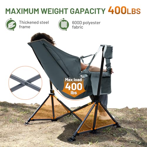 TIMBER RIDGE Hammock Camping Chair, Oversized Swinging Hammock Chair with Adjustable Back and Seat for Outdoor Lawn, Sports, Supports 400lbs, Grey - color: Grey