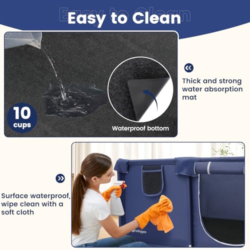 Whelping Box for Dogs - 50"L*50"W*25"H Dog Whelping Play Pen for Puppies,Pet Whelping Box Overall 600D Oxford Fabric with Absorbent Whelping Pad,Dog Birthing Box for Large Medium Small Dogs - color: blue-50*50*25inch