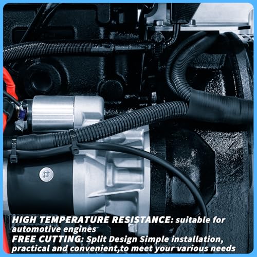 Split Wire Loom Tubing 1/4", 1/2", 3/8" x 50 FT Wire Protector Tubing, Automotive Wire Flexible Conduit Cord Covers with 50 Cable Ties for Automotive Marine RV Agriculture Electrical Cable Protection - color: Black, size: 1/4,1/2,3/8 in x 50ft