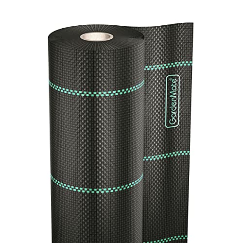 GardenMate 1m x 50m roll Woven Weed Control Fabric - UV stabilised 100gsm Landscape Ground Cover Membrane - size: 1m x 50m = 50m²