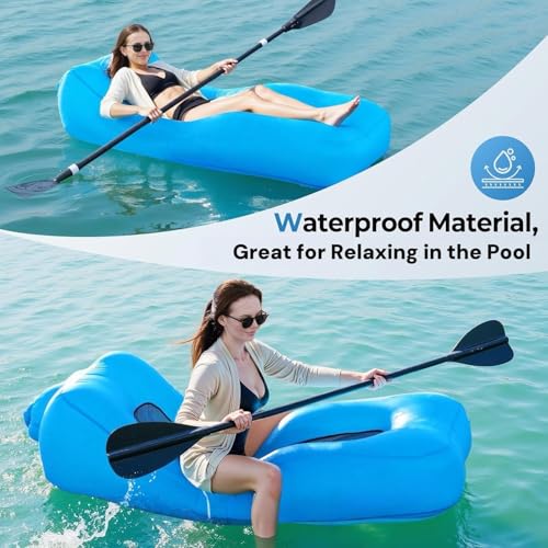 Compact Pump-Free Inflatable Lounger, Outdoor Inflatable Sofa, Waterproof, Air Leakage-Proof Design, Single Portable Air Cushion - color: Black