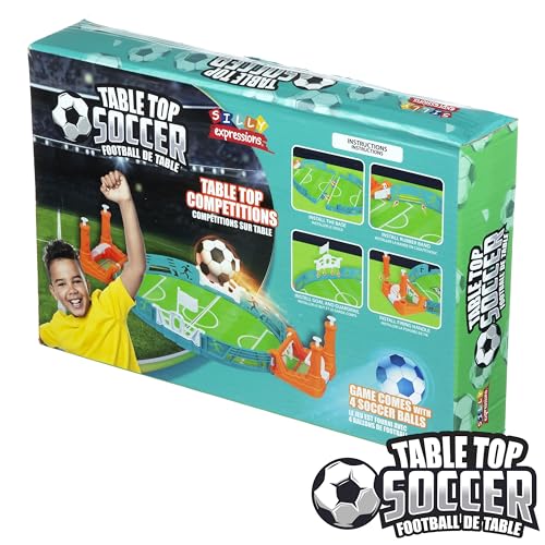 EXPRESSIONS Tabletop Soccer Game – Portable Mini Soccer Goal with 4 Balls Included | Desktop Hand Soccer Training Toy | Fun Desk Game for Office, Work & Travel | Great Gift for Kids & Adults - style: Soccer
