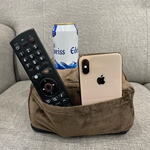 Couch Cup Holder Pillow, Couch Drinks Remotes Holder for Center of Couch, for Sofa, Bed, RV, Car (Brown) - color: Brown