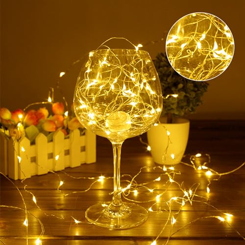 4 Pack Battery Operated Fairy Lights 16.4 Ft 50 LED Christmas Fairy Lights with Auto Timer 8 Modes, Waterproof Silver Wire Battery Twinkle Lights for Wedding Christmas Decor (Warm White) - color: Warm White-Silver Wire