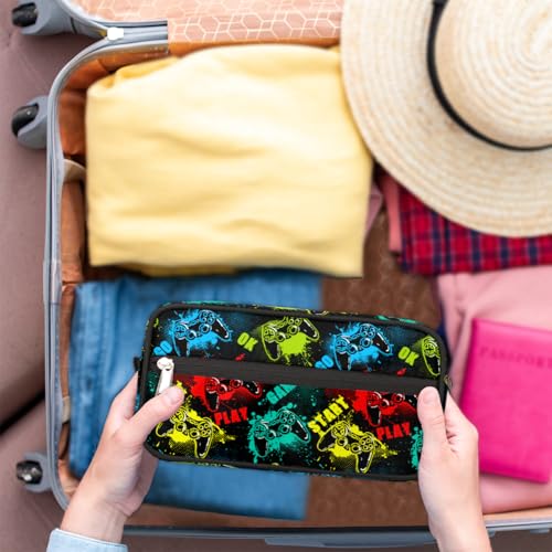 Kids Travel Toiletry Bag - Waterproof Hanging Cosmetic Hygiene Bags for Boys Men - Game Controller Large Shave Kit for Toiletries Accessories Bathroom Stuff - color: Game