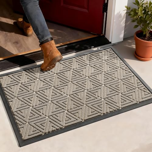 Yimobra Large Door Mat 36x24, All-Weather Waterproof Non-Slip Welcome Matt Outdoor, Heavy Duty Non Slip Doormat for Entryway for Patio and Garage Indoor, Easy Clean, Beige - color: Beige, size: 36x24 Inch