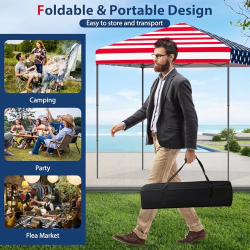 Goplus Pop-Up Canopy Tent, 8.2' x 8.2' Instant Folding Shelter w/Carry Bag, Easy Setup Sun-Proof Commercial Event Tent, Portable Outdoor Sun Shade for Party Yard Beach Garden