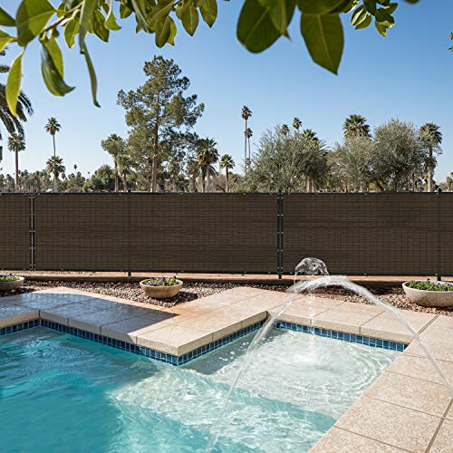 E&K Sunrise 6' x 20' Privacy Fence Screen with Grommets, Outdoor Windscreen Fence Covering Privacy Screen UV Blockage for Backyard Garden Patio, Zip Ties Included (Brown) - color: Brown, size: 0 6' x 20'