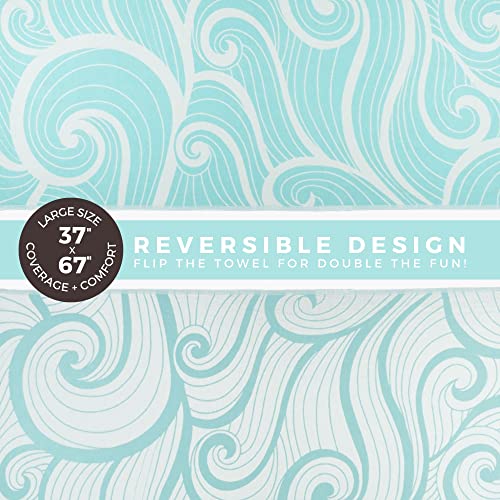 FESHKA Sand Proof Turkish Beach Towel – Oversized, Quick Dry & Lightweight Travel Towel - 100% Organic Cotton Beach Blanket - Perfect for Bath, Pool & Picnic | Summer Waves (Turquoise) - color: 04 - Turquoise
