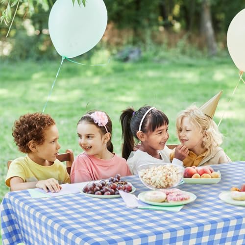 4 Pack Gender Reveal Table Cloths - 54 * 108 Inch Pink and Blue Gingham Tablecloths for Gender Reveal Party Decorations，Boy and Girl Baby Shower Decorations - color: Pink and Blue Gingham, size: 54" x 108" Rectangular (4 Pack)