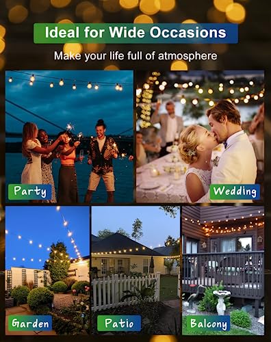 Zuske Solar String Lights Outdoor Waterproof 200FT with USB Port and 100 Shatterproof G40 Bulbs(3 Spare), LED Solar Powered Patio Lights for Outside, Porch, Backyard, Gazebo, Garden(Warm White) - size: Solar-200FT