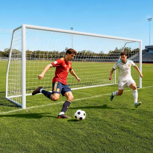 MOPHOTO Soccer Goal, 6X4/8x6/10x6.5/12x6/16x7/18.5x6.5/21x7/24x8ft Soccer Goals for Backyard, Full Size Soccer Goal for Teens & Adults Training - size: 21x7FT, style: Alloy Steel