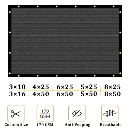 Shade&Beyond 3'x1' Dark Grey Privacy Screen 90% Visibility Blockage Fence Sreen 170 GSM Fencing Mesh Fence Panel for Wall Garden Yard Backyard Indoor Outdoor Home Decoration,A515 - color: Dark Gray, size: 3'x1'Customized