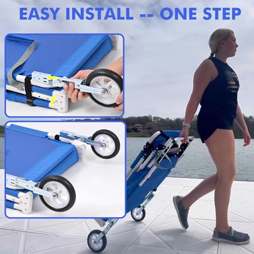 Wheel-To-Go Tanning Chair with Wheels Sun Canopy Umbrella Face Hole Thicker Washable Adjustable, Heavy Duty Folding Lay Flat Sun Lounge Chair Beach Outside Sunbathing Reading, UPF 50+ (Patent Design) - color: Royal Blue, style: Standard Size + Sun Canopy
