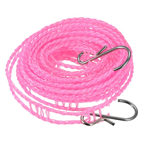 uxcell Portable Clothesline, 9.84ft Nylon Windproof Non-Slip Washing Line Rope for Courtyard Outdoor Travel Camping Laundry Drying, Pink - color: Pink, size: 9.84ft