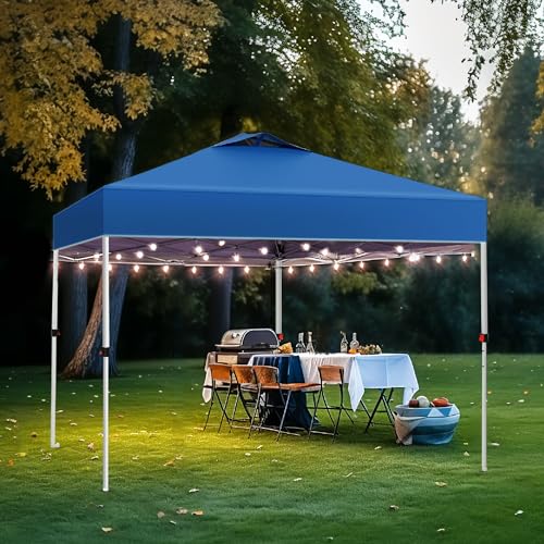 PHI VILLA 10x10 Pop Up Canopy Tent Easy Outdoor Sun Shade for Events Party Tent, 100 Sq. Ft of Shade, Blue - color: Blue, size: 10×10