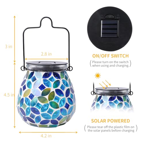 Afirst Mosaic Solar Lanterns Outdoor - Glass Hanging Solar Lights Hollow Out Waterproof Table Lamp Outdoor Decorative for Garden, Patio, Holiday Party Outdoor Decoration - style: Coins