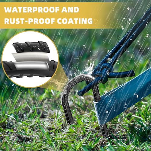 12 Inch Rebar Stakes, 8 Pack J Hook Heavy Duty Ground Stakes for Canopy Tent Trampoline and Chain Link Fence Rust Proof Coated Steel Ground Stakes Ground Anchors (Black) - color: J-8Pcs