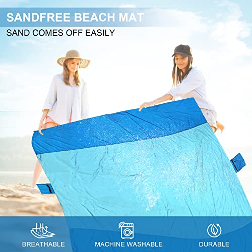 ACH Beach Blanket Waterproof Sandproof Extra Large Beach Mat Oversized 120"×108" Portable Lightweight Outdoor Family Mat for Indoor Outside Picnic Camping Hiking Travel - color: Dark Blue