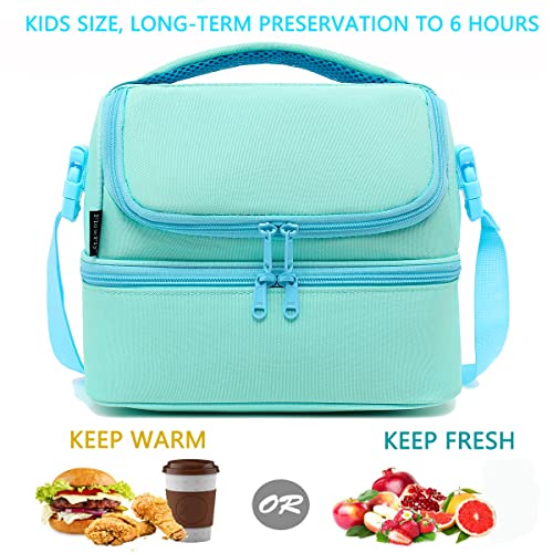 FlowFly Double Decker Cooler Insulated Lunch Bag Large Tote for Boys, Girls, Men, Women, With Adjustable Strap,Light Blue - color: Light#Blue