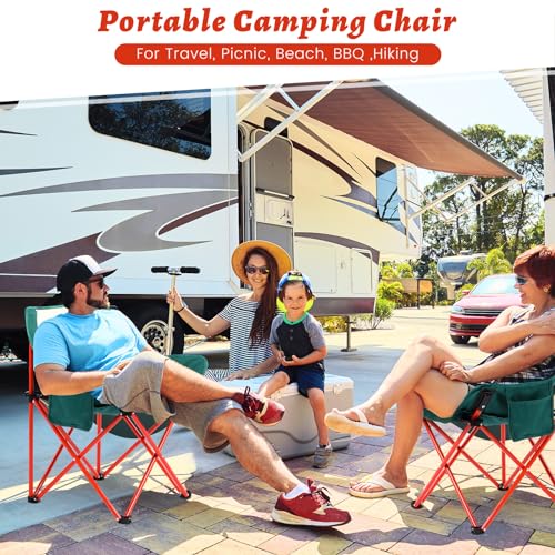 FairySandy 6 Pack Portable Camping Chairs Compact Backpacking Chairs Folding Camp Chairs for Adults Ultralight Camping Chair with 6 Carry Bag for Hiking, Beach, Fishing, Orange and Green