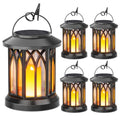 KOOPER 4 Pack Solar Lantern Outdoor Lights, Hanging Solar Lanterns Outdoor Waterproof, Christmas Gifts LED Flickering Flameless Candle Mission Lights for Yard Table Garden (Black) - size: 4 Pack, style: Candle