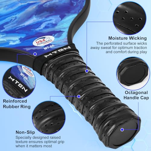 Pickleball Paddles Set of 2 or 4, or Single Paddle – USAPA Approved Fiberglass Surface Pickleball Rackets Set for Men & Women - color: Lake White*2