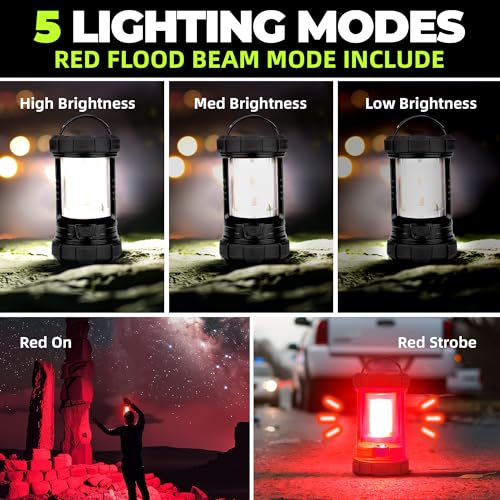 Camping Lantern 3000LM, LED Lanterns for Power Outages with 4400mAh Phone Charger, Impact-Resistant Rechargeable Lantern, 5 Light Modes Waterproof Lantern for Hurricane Emergency(Black) - style: 1-Black