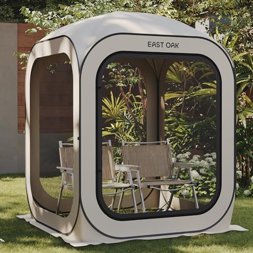 East Oak Screen House Tent Pop-Up, Portable Screen Room Canopy Instant Screen Tent 4 x 4 FT with Carry Bag for Patio, Backyard, Deck & Outdoor Activities, Beige - color: Beige, size: 4×4 FT