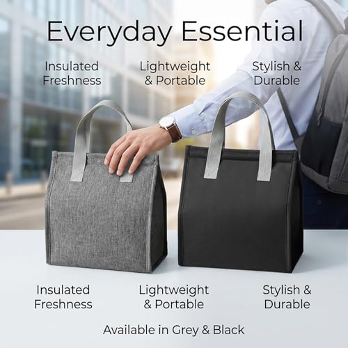 RAINFLOW Insulated Lunch Bag - Premium Thermal Lunch Box Leakproof & Waterproof Large Capacity Durable Lunch Carrier Keeps Food Hot or Cold for Family, Office, Travel and Picnic