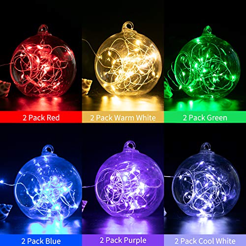 Brightown 12 Pack Multi Color Led Fairy Lights Battery Operated String Lights Waterproof Silver Wire 7 Feet 20 Led Firefly Starry Moon Lights for DIY Wedding Party Bedroom Patio Christmas - color: 6 Colors, size: 12 Pack