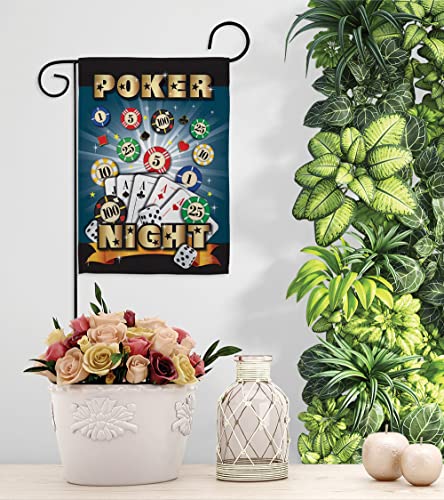 Breeze Decor Poker Night Garden Flag Set with Stand Interests Games Bunco Dice Bingo Hobbies Leisure Activity House Decoration Banner Small Yard Gift Double-Sided, Made in USA