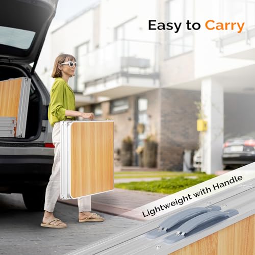 VINGLI 6ft Folding Camping Table with Carry Handle,Portable Utility Table Multipurpose for Party Picnic Tailgating Outdoor Patio Garden Indoor Kitchen … - color: Natural, size: 6ft