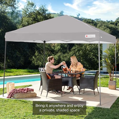 Best Choice Products 10x10ft Pop Up Canopy Tent, Outdoor Shade, 1 Person 1 Minute Set Up, Carry Case, 4 Weight Bags - Light Gray - color: Light Gray, size: 10x10ft