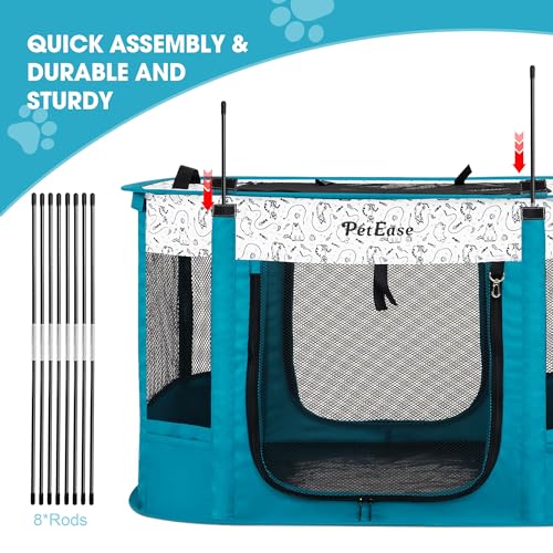 Portable and Foldable Cat Playpen Dog Playpen Small Animal Playepn with Waterproof Bottom, Foldable Pet Cage for Rabbit Puppy Hamster, Indoor/Outdoor Use - color: Peacock blue