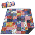 Supfitness Extra Large Picnic Blankets Waterproof Foldable (60"x 80") Beach Blanket Waterproof Sandproof,3-Layer Thicking Mat Outdoor Packable Camping Blanket - color: Flower-4, size: 5' x 6'8" (Rectangular)