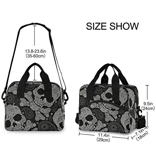 Skull Insulated Lunch Bag Reusable Lunch Tote Bag Cooler Bag for Women Men Adult Lunch Box with Adjustable Shoulder Strap Leakproof Lunch Bag for Work School Picnic Camping - color: Skull