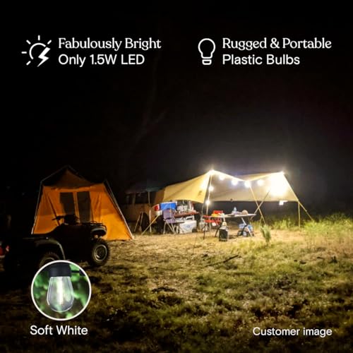 Brightech Ambience Pro USB Powered String Lights - 24 Ft Commercial Grade Waterproof String Lights, Outdoor Shatterproof Patio Lights for Camping, Christmas, Backyard, Porch - 1W LED Soft White Light - color: (3000K) Soft White
