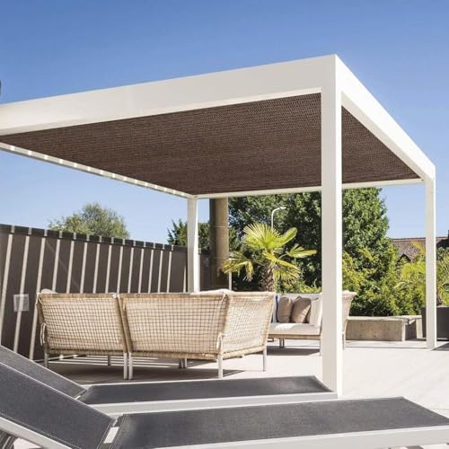 90% Sun Shade Cloth with Grommets, 5 X 10 FT Pergola Shade Cover, Mesh Tarp Sun Screen for Patio, Outdoor, Garden, Backyard - color: Mocha, size: 5 X 10 Ft
