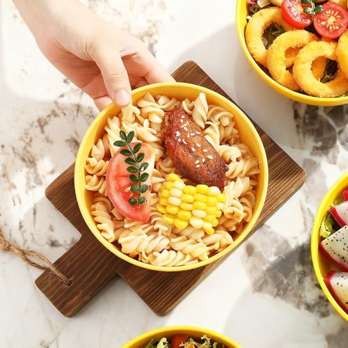 Unbreakable Wheat Straw Cereal Bowls Set of 4, 24 OZ Microwave and Dishwasher Safe Lightweight Soup and Salad Bowl Sets, Reusable Dessert Bowls for Rice, Pasta, Snack, Fruit, BPA Free (Yellow) - color: Orange