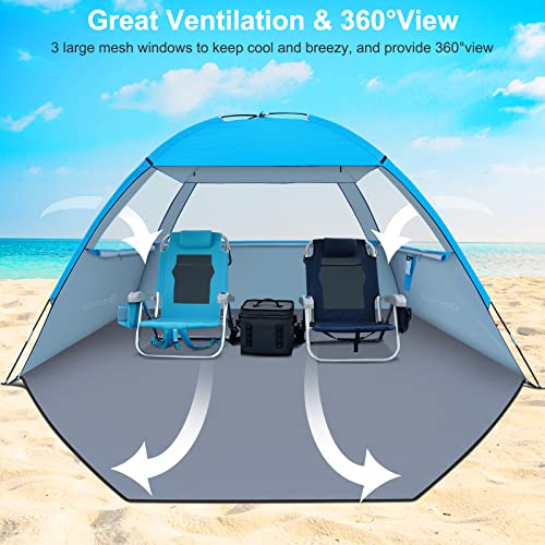 Gorich Beach Tent Sun Shelter for 3/4/6/8/10 Person with UPF 50＋ UV Protection, Lightweight & Easy Setup Beach Shade Canopy, Portable Beach Shade Tent Beach Cabana - color: Blue, size: 6 Person