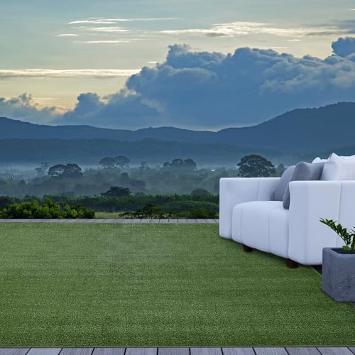 iCustomRug Synthetic Grass Rug – 6 x 18ft Lawn Green Turf Carpet for Patios, Yards, Boats, Camping – Indoor/Outdoor Use - color: Green, size: 6 X 18ft