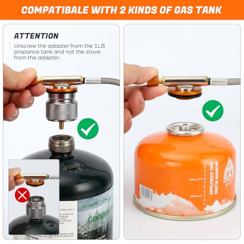 Odoland 3500W/6800W Windproof Camp Stove Camping Gas Stove with Windscreen, Fuel Canister Adapter, Piezo Ignition for Outdoor Backpacking Hiking and Picnic - style: 6800W