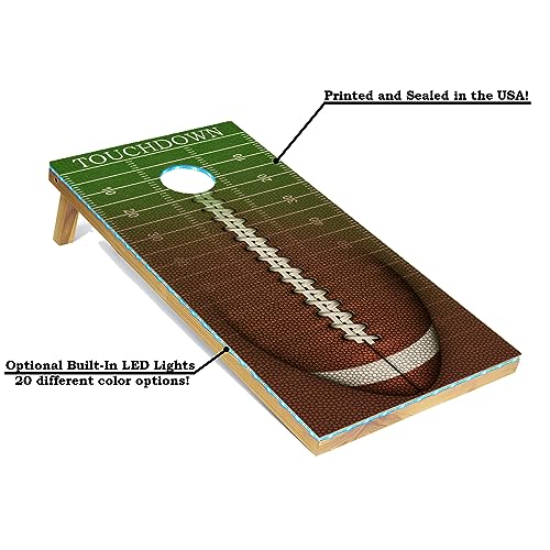 Tailgating Pros Cornhole Boards - 4'x2' Regulation Boards w/Carrying Case, Score Keeper, & Set of 8 Corn Filled Bags w/Tote - size: 4'x2' Boards, style: Football